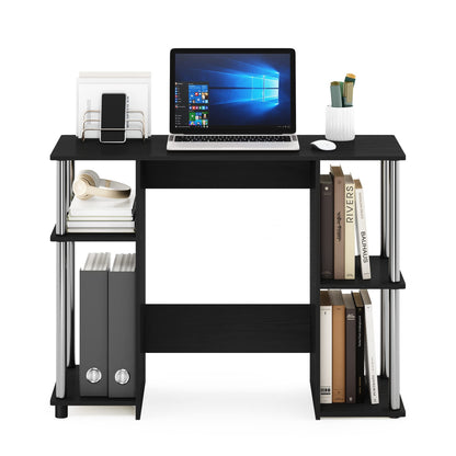 Furinno Computer Study Desk, Engineered Wood, Americano/Stainless Steel, 39.5 (D) x 97.51 (W) x 72.59 (H) cm