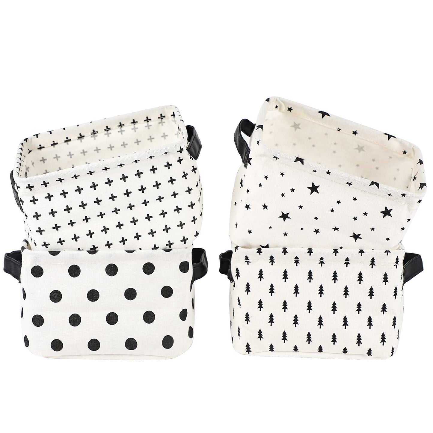 LessMo 4 Pack Storage Baskets, Collapsible Mini Storage Boxes, Canvas Fabric Waterproof Storage Bins made from Cotton and Linen, for Toys, Bathroom
