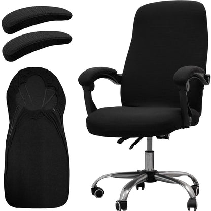 Melaluxe Office Chair Cover with Armrest Covers， Universal Stretch Desk Chair Cover, Computer Chair Slipcovers (Size: L) - Black