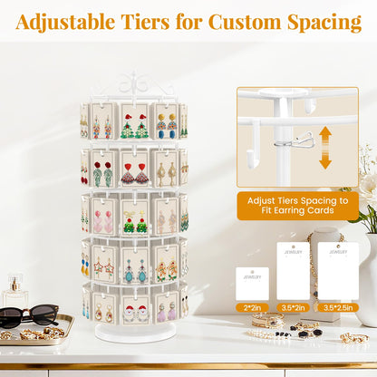 EsLuker.ly Earring Holder Organizer Rotating Display Tree Stand, White