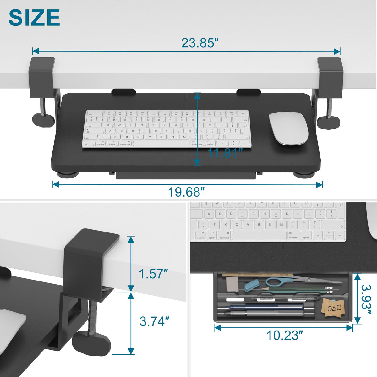 ETHU Under Desk Keyboard Tray 50x30cm