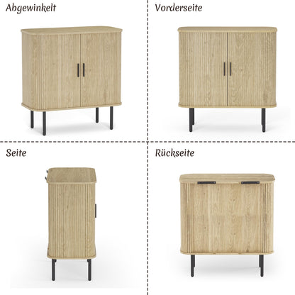 BonVache Sideboard, Buffet Storage Cabinet for Living Room, Kitchen Cupboard with Tambour Sliding Door