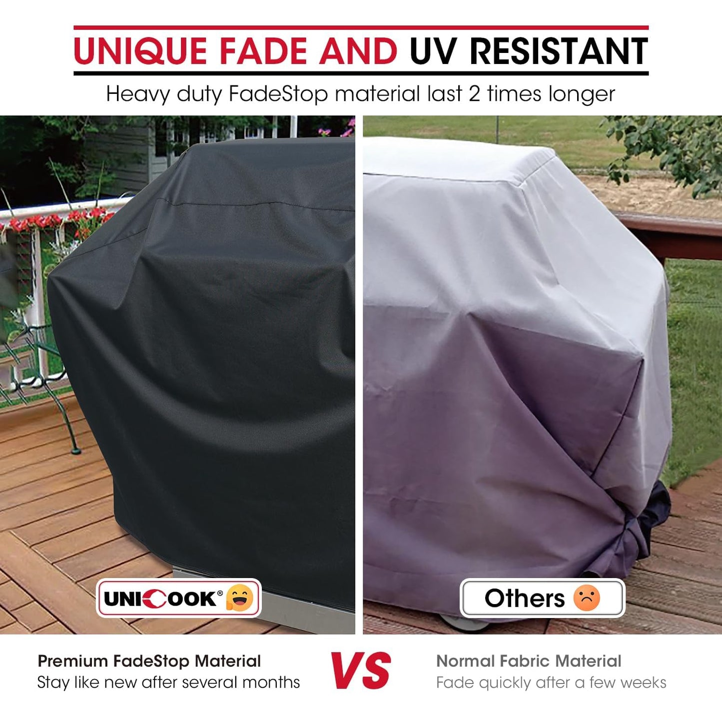 Unicook BBQ Cover 65 Inch, Heavy Duty Waterproof Outdoor Gas Grill Barbecue Cover, Special Fade and UV Resistant, Compatible for Weber Char Broil