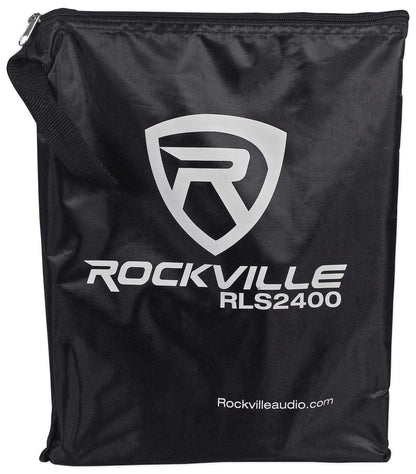 Rockville RLS2400 Lightweight Folding DJ Laptop Stand, Adjustable Height, Extra Shelf, Travel Bag, for DJs and Mobile Performers