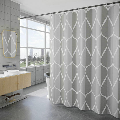 Bishilin Light Grey Shower Curtains for Bathroom 300x200CM with Hooks and Wave Pattern, Waterproof and Anti Mould Resistant, Machine Washable