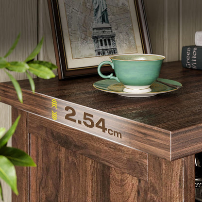 Coleshome Walnut TV Unit, TV Stand Cabinet with Sockets, USB and LED