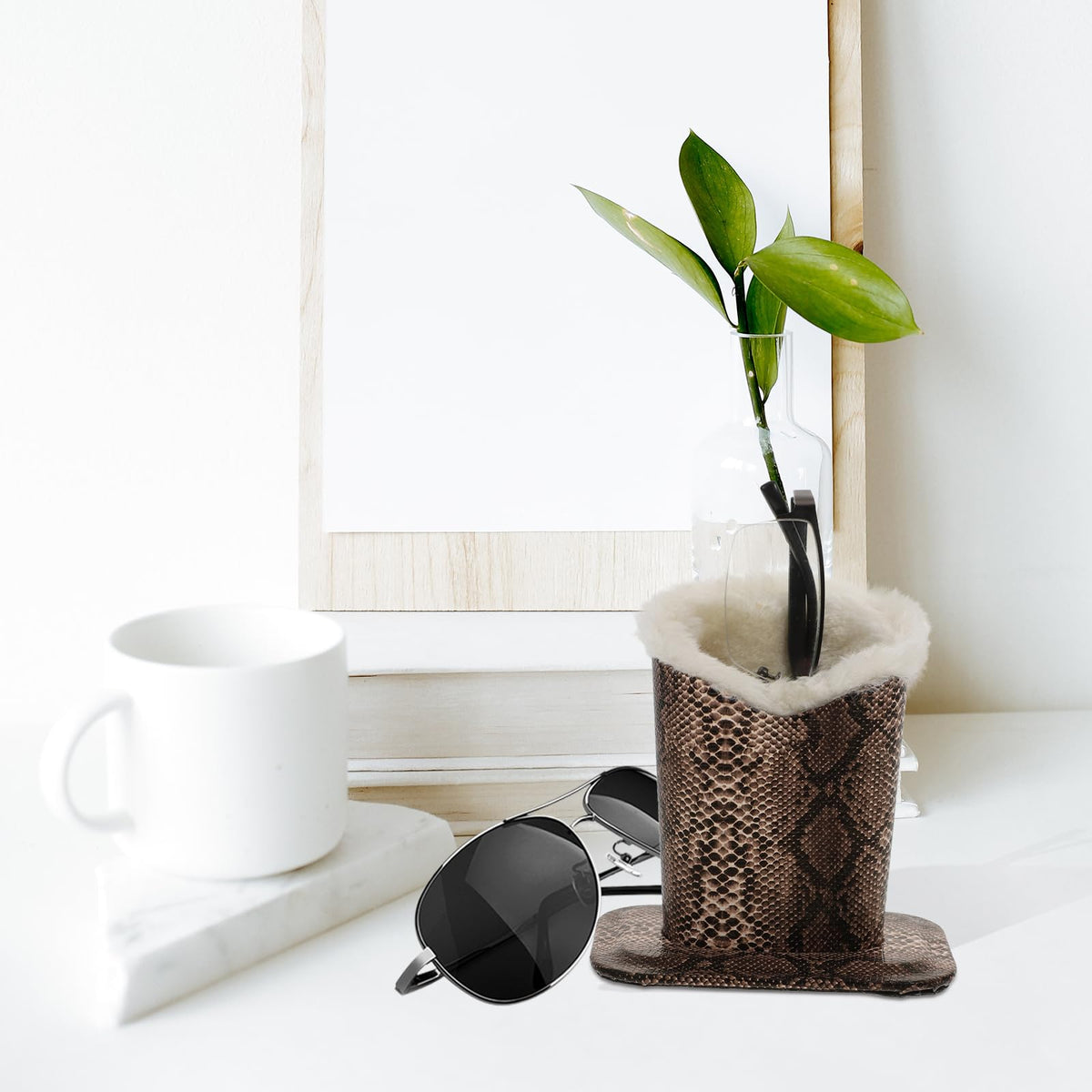 Tomaibaby Plush Glasses Holder Stand for Women - Elegant Eyewear Display Box with Gentle Lining Stylish Eyeglass Organizer for Home and Office