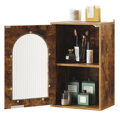 RELAX4LIFE Bathroom Wall Cabinet, Wall-Mounted Storage Cupboard with Tempered Glass Door and Adjustable Shelf