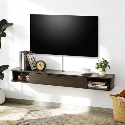 Mordchil EU Wall-mounted TV Cabinet Stand, 140cm Floating Media Console Under TV, Entertainment Shelf Center for Bedroom and Living Room