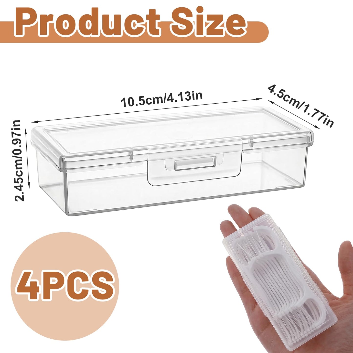 Kynigo 4 Pcs Cotton Swab Holder, Floss Pick Holder with Dustproof Lid, Clear Plastic Cotton Swab Container