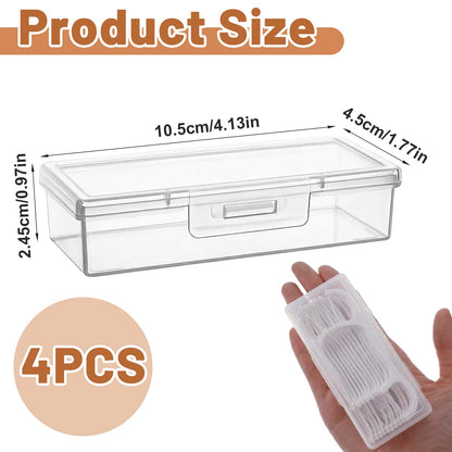 Kynigo 4 Pcs Cotton Swab Holder, Floss Pick Holder with Dustproof Lid, Clear Plastic Cotton Swab Container