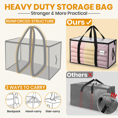 Velway 95L Moving Bags 6 Pack, Clear Heavy Duty Storage Bags