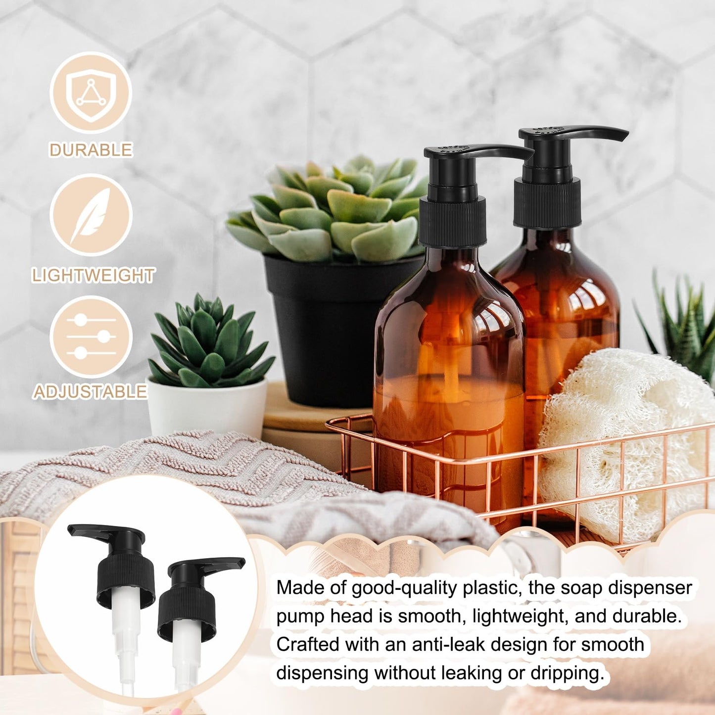 sourcing map 8 Pcs Soap Dispenser Pump Heads Soap Dispensers Top Pumps Replacement Switch Pumphead for Standard 28/410 Neck Size Lotion Shampoo