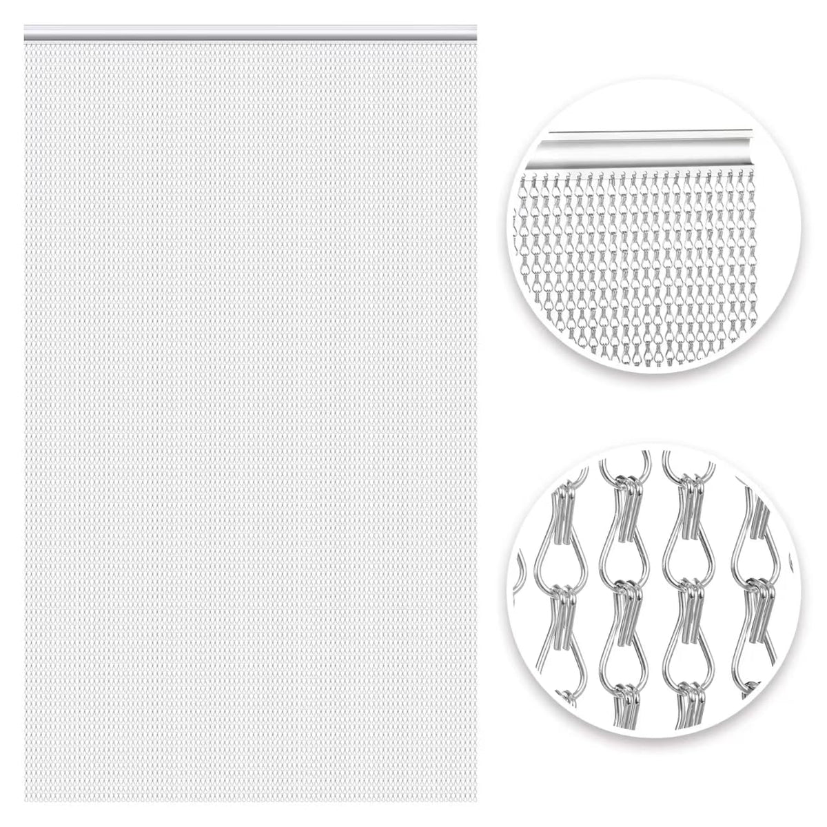 VerRich Silver 90 * 200cm Aluminium Chain Curtain Door Fly Screens Metal Fly Curtain Insect Blinds Pest Control