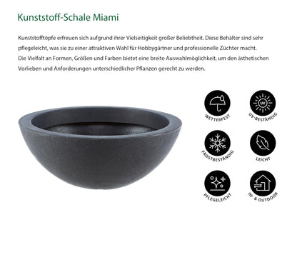 Dehner Spherical Bowl, Diameter 52 cm, Height 20 cm, Plastic, Anthracite