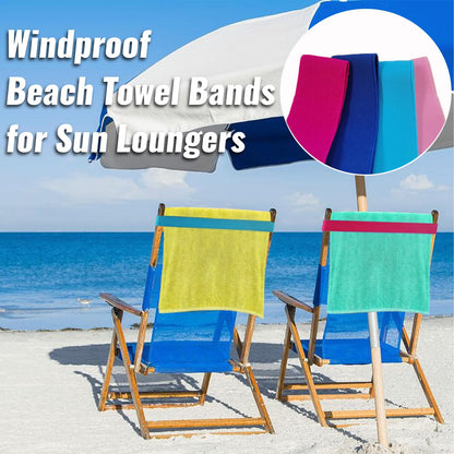 4 Pack Sun Lounger Straps, Elastic Sunbed Towel Bands, Windproof for Beach, Pool & Cruise Chairs