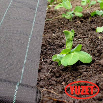 Yuzet 2m x 50m Black 100gsm Heavy Duty Weed Control Fabric, Ground cover Membrane, UV stabilised Weed Barrier Fabric. Under Patios, Garden, Flower