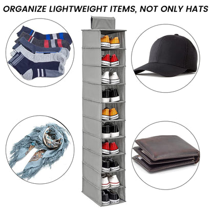 GWCYMYD Hanging Shoe Rack, 10-Shelf Shoes Storage for Wardrobe, Foldable Wardrobe Shelf Shoe Storage