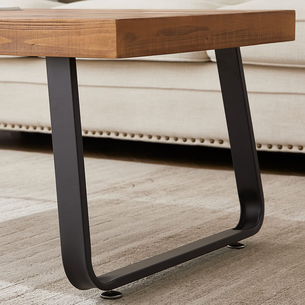 IBF Rustic Brown Wood Coffee Table, Real Wood Living Room Table, 120CM