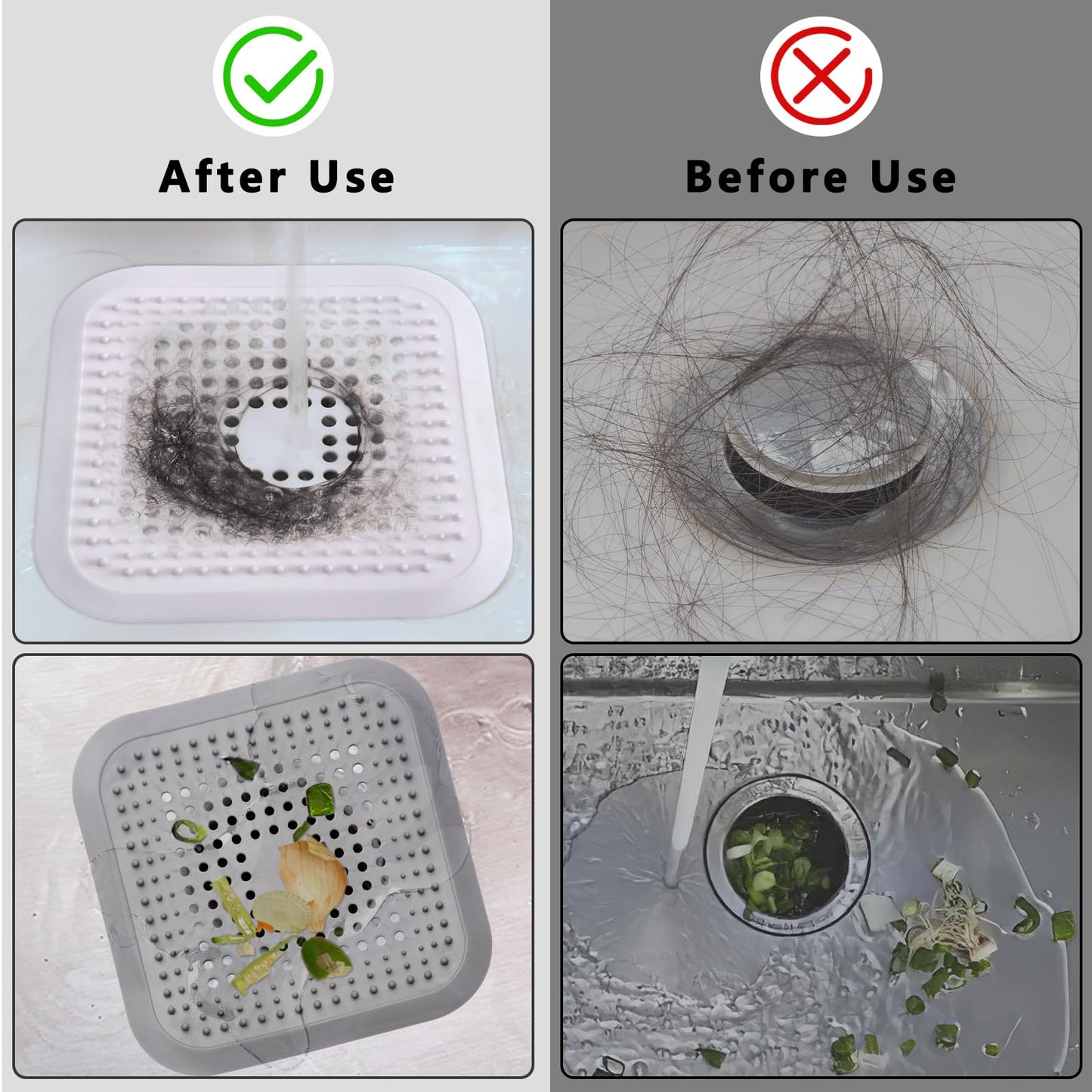 Alyvisun 2Pcs Silicone Shower Hair Catcher with Suction Cup
