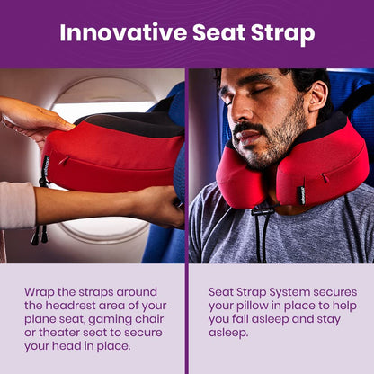 Cabeau Evolution S3 Travel Pillow - Airplane Seat Straps - Ensures Your Head Won't Fall Forward - Relax with Plush Memory Foam - Quick-Dry Fabric