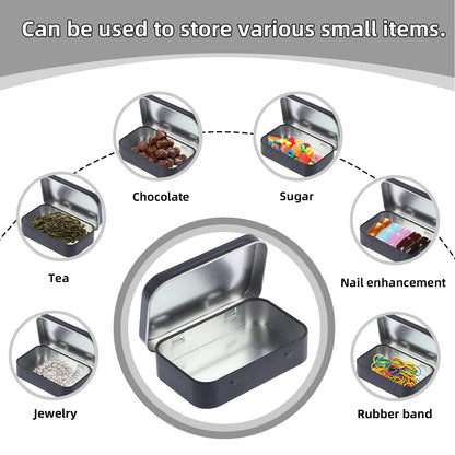 MEKEET Rectangular Small Metal Tins with Lids, Black, 1PCS