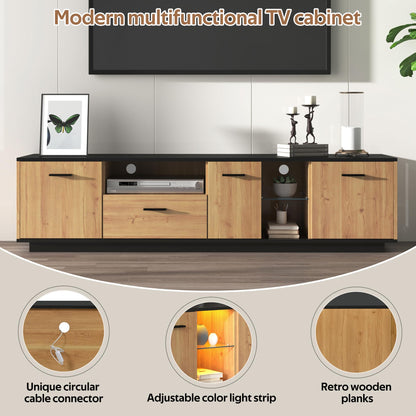 Ball & Cast TV cabinet with one drawer, three doors, two open glass compartments. TV unit