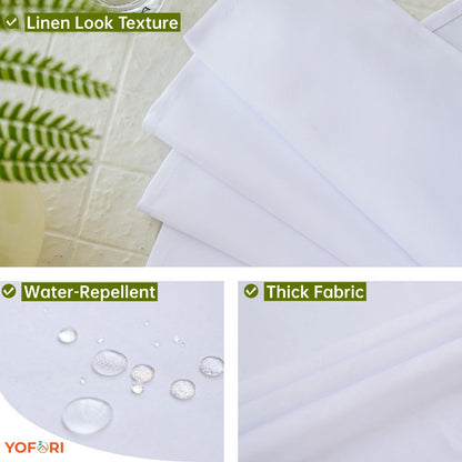 Yofori White Shower Curtain for Bathroom, Fabric Shower Curtains Faux Linen Polyester Wet Room Shower Curtains Sets with Metal Hooks, 183x183cm