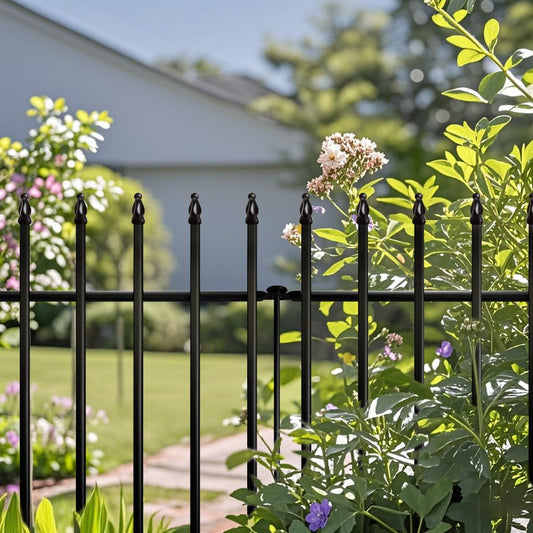 Thealyn Metal Garden Fence Decorative Fence 81cm High x 60cm Wide (5 Panels, Total Length 3m) No Dig Fence Border Fence Dog Fence Landscape Fencing