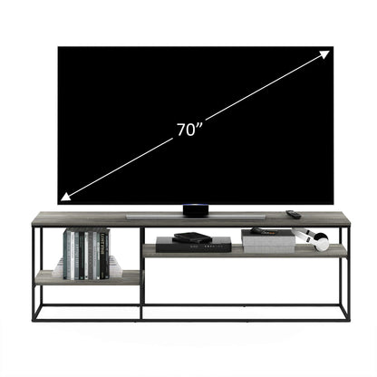 Furinno MORETTI Modern Lifestyle TV Stand, Entertainment Center for TV up to 78 Inch, for Living Room, Bedroom, Grey Oak