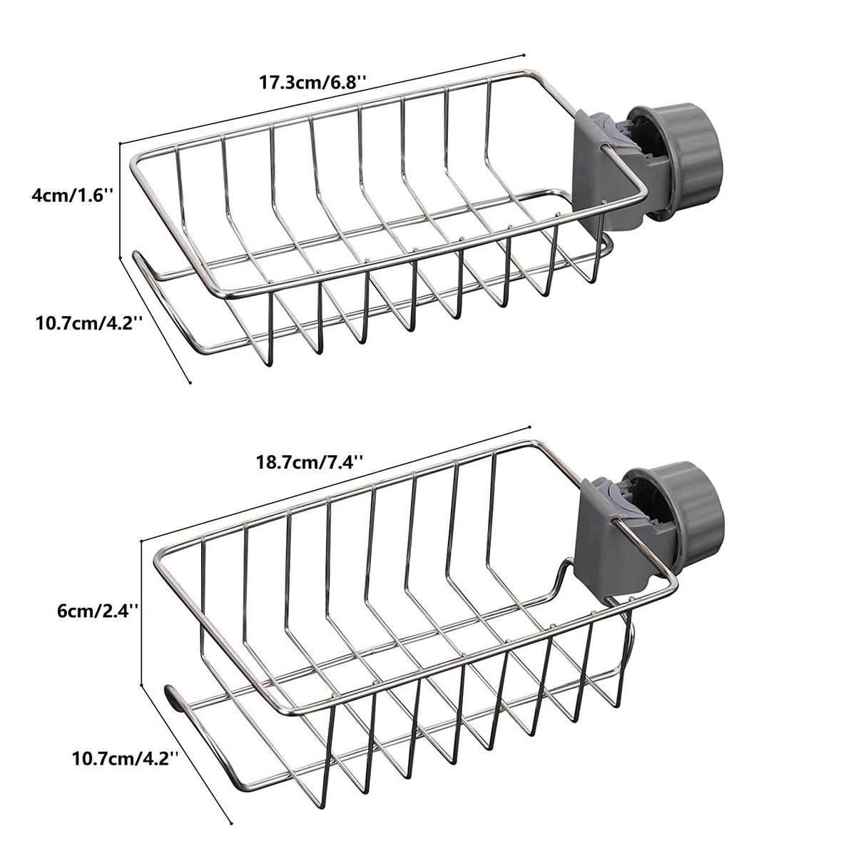 Beilala Bathroom Shower Caddy No Drill, 2 Pack Shampoo Soap Holders Stainless Steel Fauce Rack Kitchen Sink Organiser Bathroom Tidy Accessories Rust