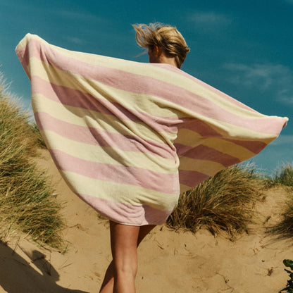 Christy Ice Cream Stripe Beach Towel | Extra Large | Sand Free | 100% Cotton | Luxury Super Soft Velour Front | Quick Dry Towelling Rear