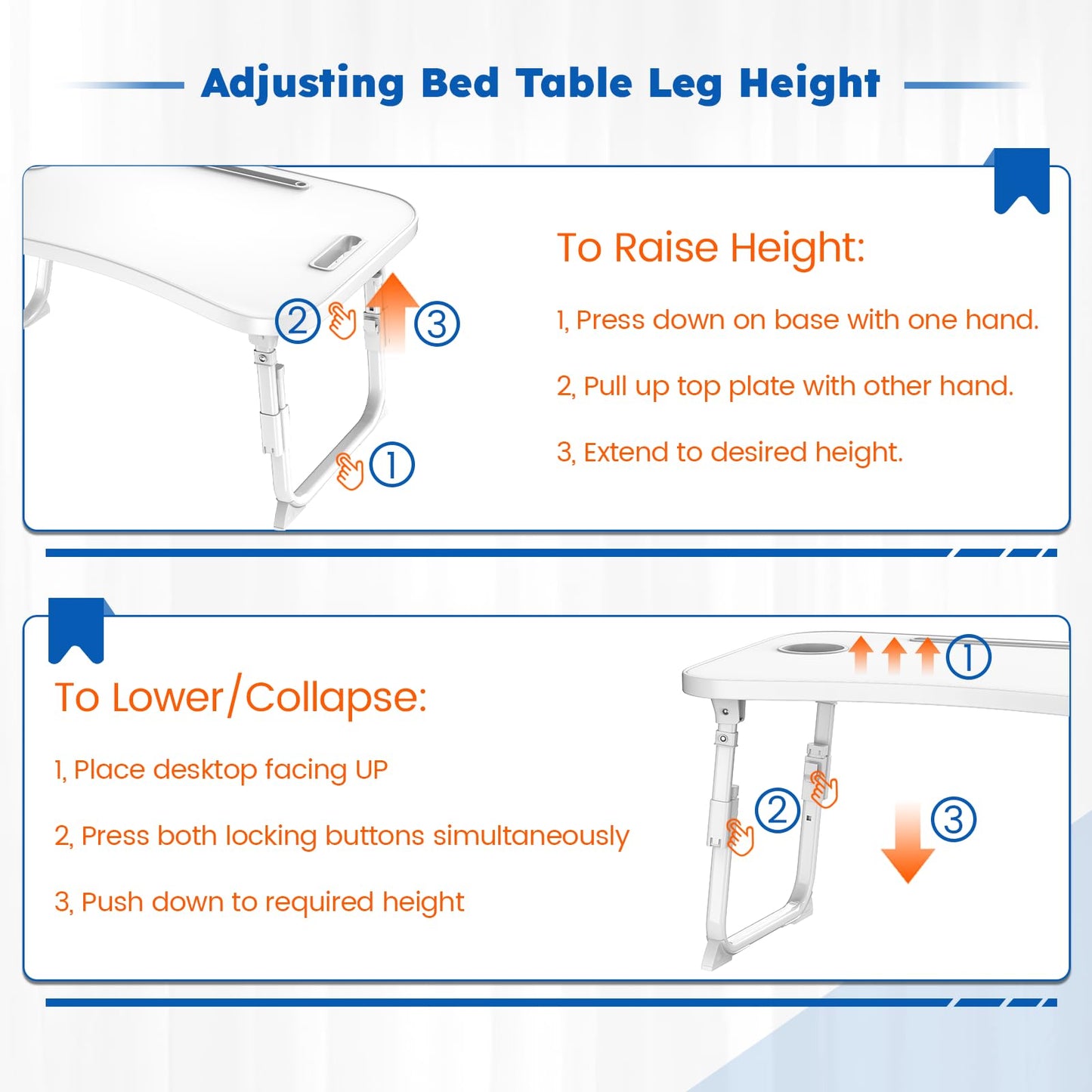 Laptop Desk, Laptop Bed Table with Cup Slot, Reading Holder Notebook Stand Breakfast Tray Book Holder for Sofa, Terrace, Balcony