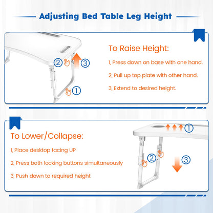 Laptop Desk, Laptop Bed Table with Cup Slot, Reading Holder Notebook Stand Breakfast Tray Book Holder for Sofa, Terrace, Balcony