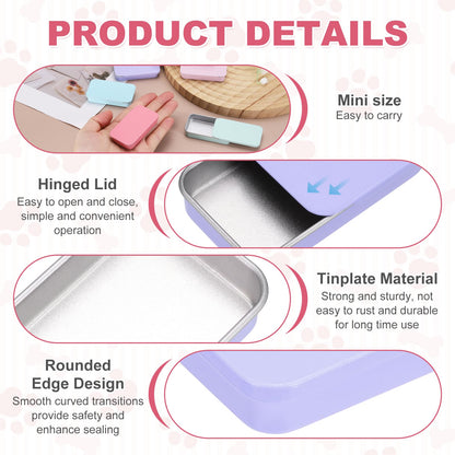 sourcing map 4 Pcs Metal Tin Box Container, 2.4x1.3x0.4 Slide Top Tin Containers Small Empty Rectangular Storage Box for Lip Balm Candies Jewelry