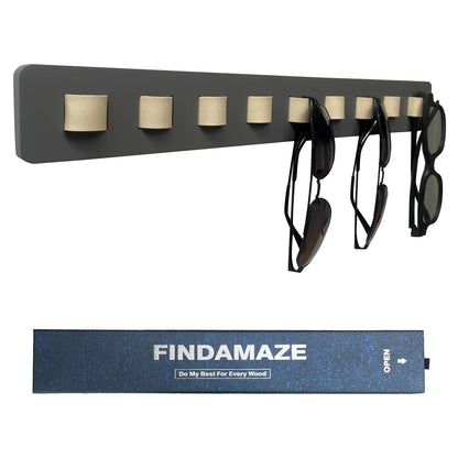 FINDAMAZE Wooden Sunglasses Organizer - Wall Mounted Sunglasses Rack/Stand - Display for Men or Women, Home Decor (Gray-1pcs-long)