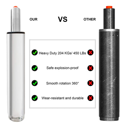 TIANSHU Chair Cylinder Replacement, Heavy Duty(451lbs) Gas Cylinder for Office Chairs, Pneumatic Piston Gas Lift Universal Size(Large, Silver)