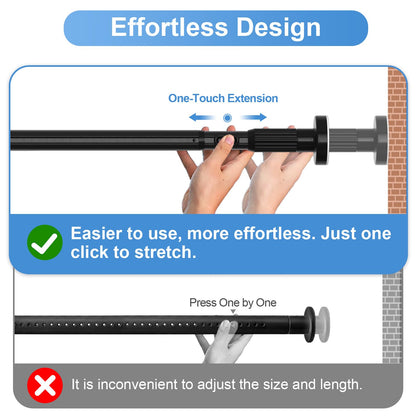 Heavy Duty Extendable Shower Curtain Pole 104-372cm Black No Drill
