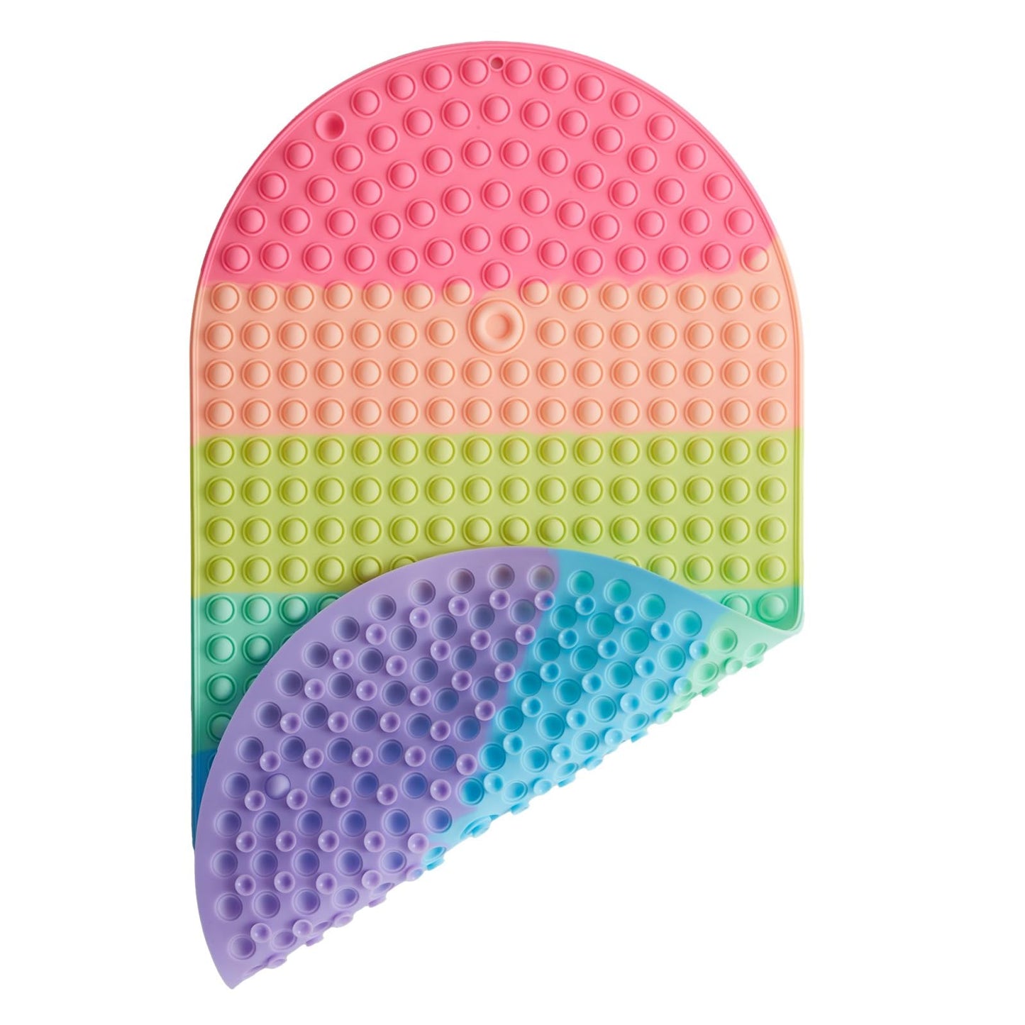 Joiyota Baby & Toddler Bath Mat for Tub?Silicone Non Slip Bathtub Mat for Kids with 27 x 15 Inches for Storage, Rainbow Bathbub Mat with Pop it