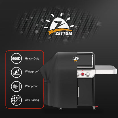 Zettum BBQ Cover 165 CM - 7131 Grill Barbecue Cover for Weber Genesis 400 Series 4 Burner Gas Grill Heavy Duty & Waterproof, PU Cover for Weber