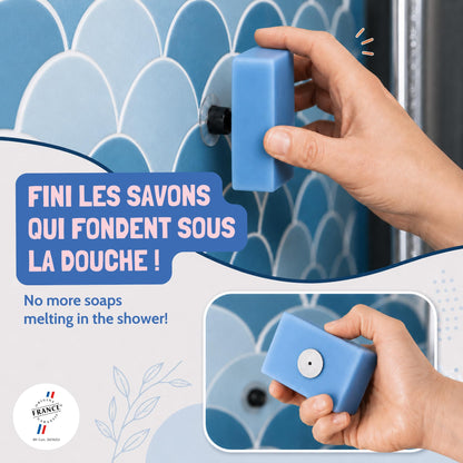 EHOP Set of 4 Magnetic Wall Soap Dishes Made in France – Magnetic Soap Dish without Drilling, Wall Mount Suction Cup, Bathroom Organizer for Bathroom