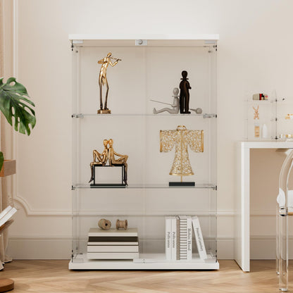 Beauty4U 3-Shelf Double Door Glass Display Cabinet, 125cm Tall, White