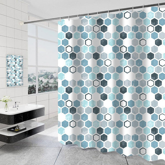 Tennove Shower Curtain Mould Resistant Geometric 200x200cm Drop Bathroom Curtain Waterproof Polyester Fabric Wet Room Bathtub Shower Curtain,Weighted