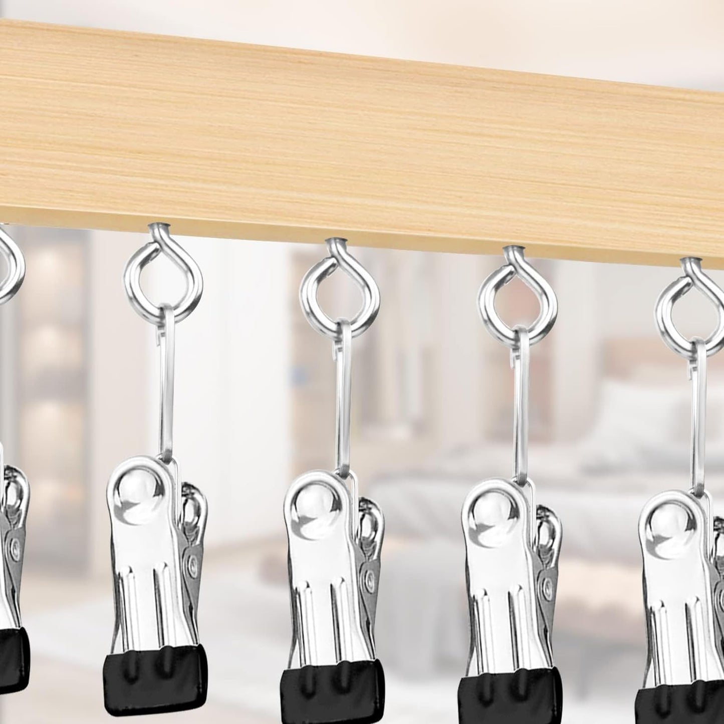 LMSAWK 4 Pack Hat Organizer Hanger, Legging Organizer for Closet, 20 Clips 360° Revolve Wooden Hanger for Socks, Face Mask, Towels, Baby Clothes