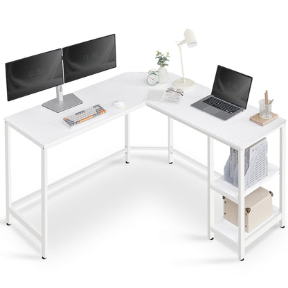 VASAGLE Computer Desk, L-Shaped Corner Desk, 138 x 138 x 76 cm, Gaming Desk, Workstation with 2 Storage Shelves for Home Office, Space-Saving, Easy to