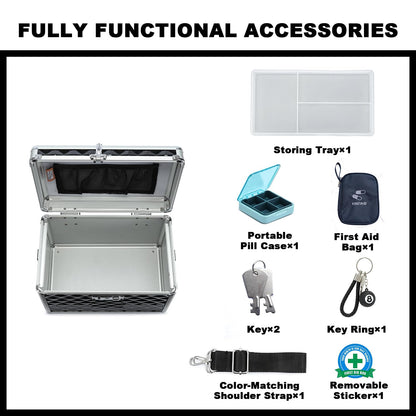 HEWEI WORKS Storage Box with Key Lock, Lockable Medicine Storage Box, Empty First Aid Box, Security Lock Box