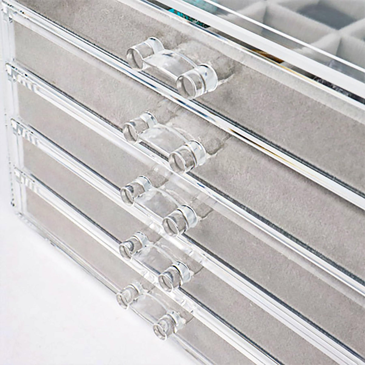 Dmnnlp Rock Display Case, 5 Drawers 90 Grids Acrylic Rock Collection Box, Storage Cases for Small Rocks Gemstone Fossil Crystal Stone Jewellery
