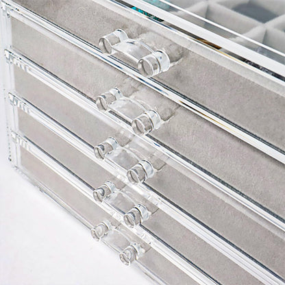 Dmnnlp Rock Display Case, 5 Drawers 90 Grids Acrylic Rock Collection Box, Storage Cases for Small Rocks Gemstone Fossil Crystal Stone Jewellery