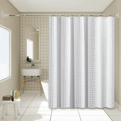 Stfery Shower Curtain, Waffle Structure, Bath Curtain, 120 x 180 cm, Shower Curtain, Fabric, Washable, Anti-Mould