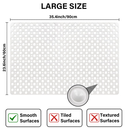 Mofonky Non Slip Shower Mat: 90 x 60 cm Large Shower Mats for Inside Shower - Soft TPE Anti Slip Anti Mould Long Shower Matt with Large Drain Holes